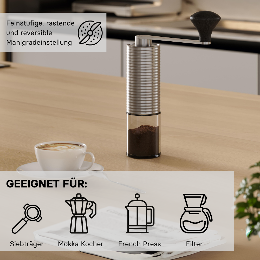 millone® definite Kaffeemühle aus Edelstahl, robust und vielseitig
