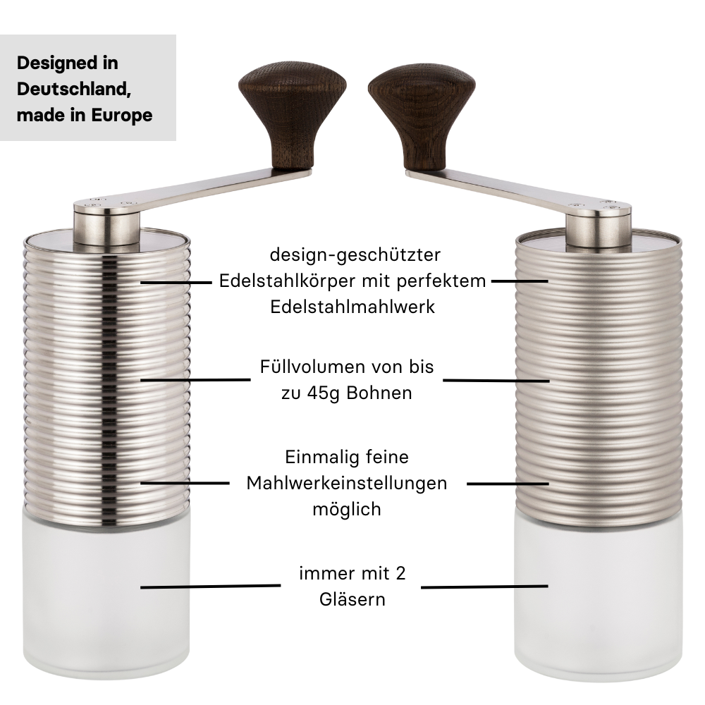 millone® definite Kaffeemühle aus Edelstahl, robust und vielseitig
